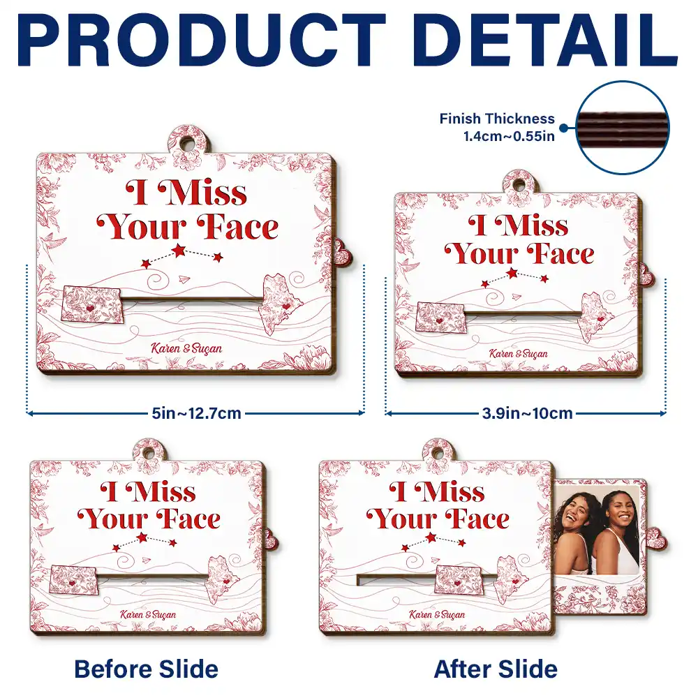 Custom Photo Bestie Long Distance The Miles Don't Matter - Personalized Wooden Slide Ornament - Image 5