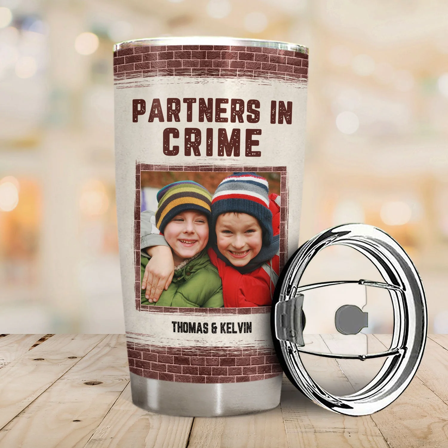 Custom Photo Bestie Partners In Crime If We Get Caught - Personalized Custom Tumbler - Image 2