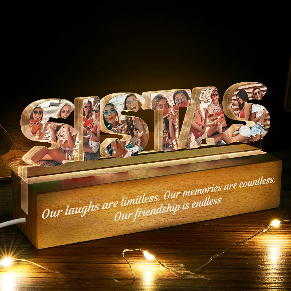 Custom Photo Bestie Sister Because Of You - Personalized Custom Shaped LED Light - Image 3