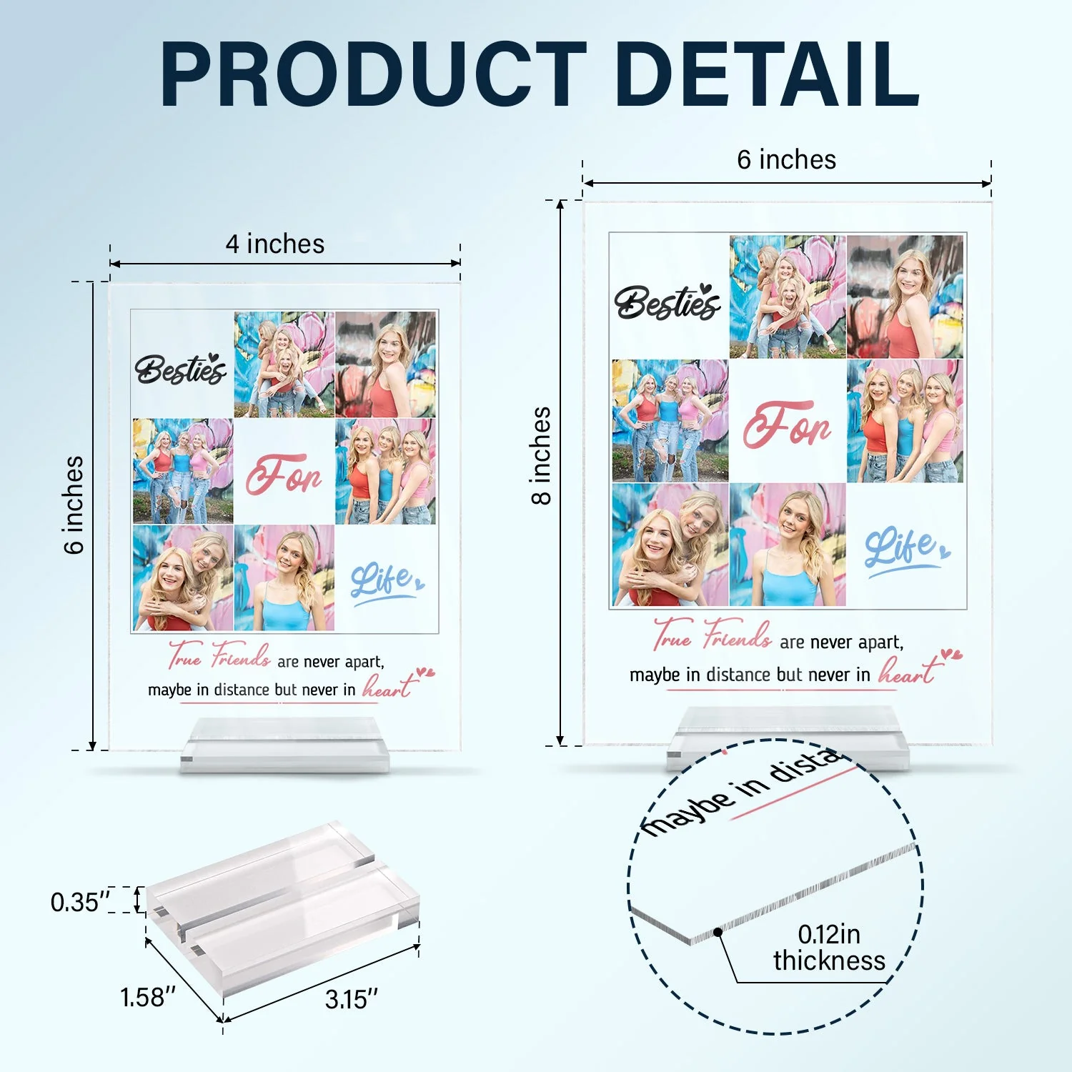 Custom Photo Besties For Life - Gift For Bestie - Personalized Vertical Rectangle Acrylic Plaque - Image 5