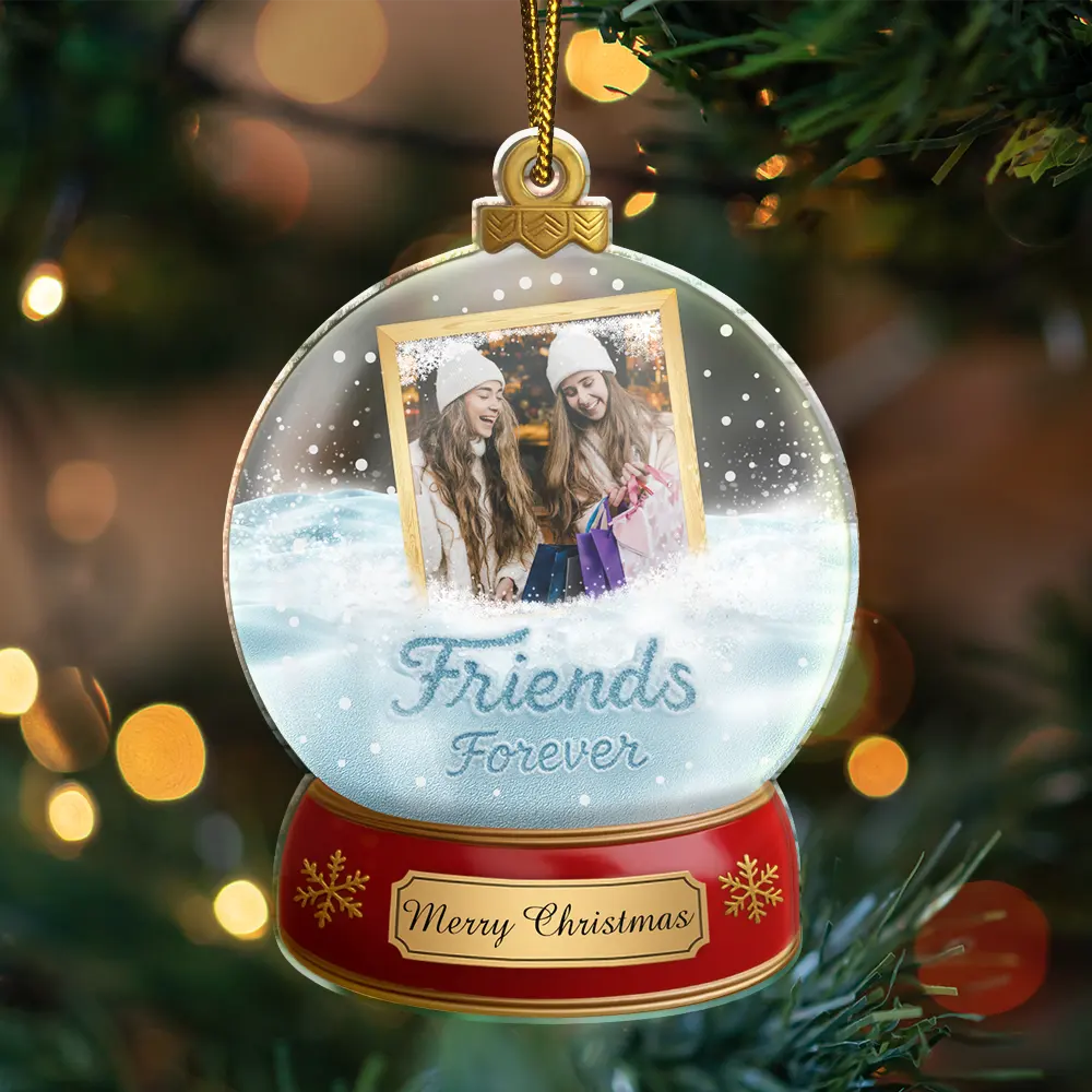 Custom Photo Besties Forever Christmas - Personalized Custom Shaped Acrylic Ornament - Image 3