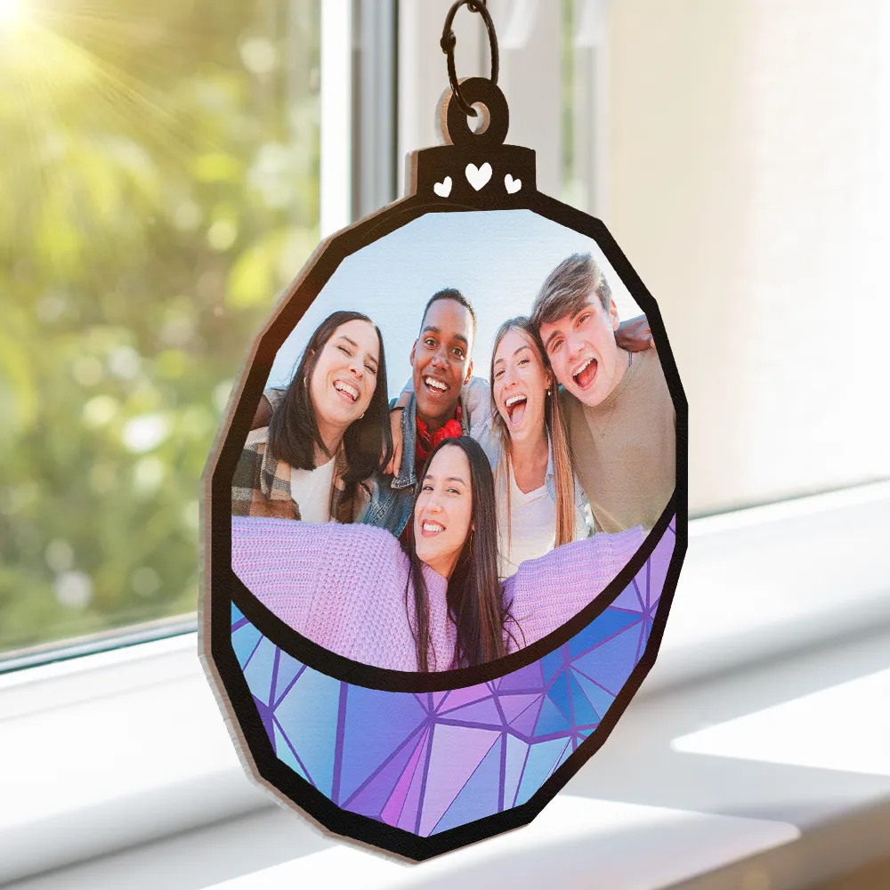 Custom Photo Besties Friends Sisters Family - Personalized Window Hanging Suncatcher Ornament - Image 3