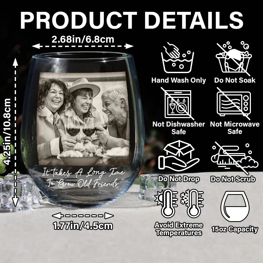 Custom Photo Besties Funny Right In The Throat - Personalized Stemless Wine Glass - Image 5