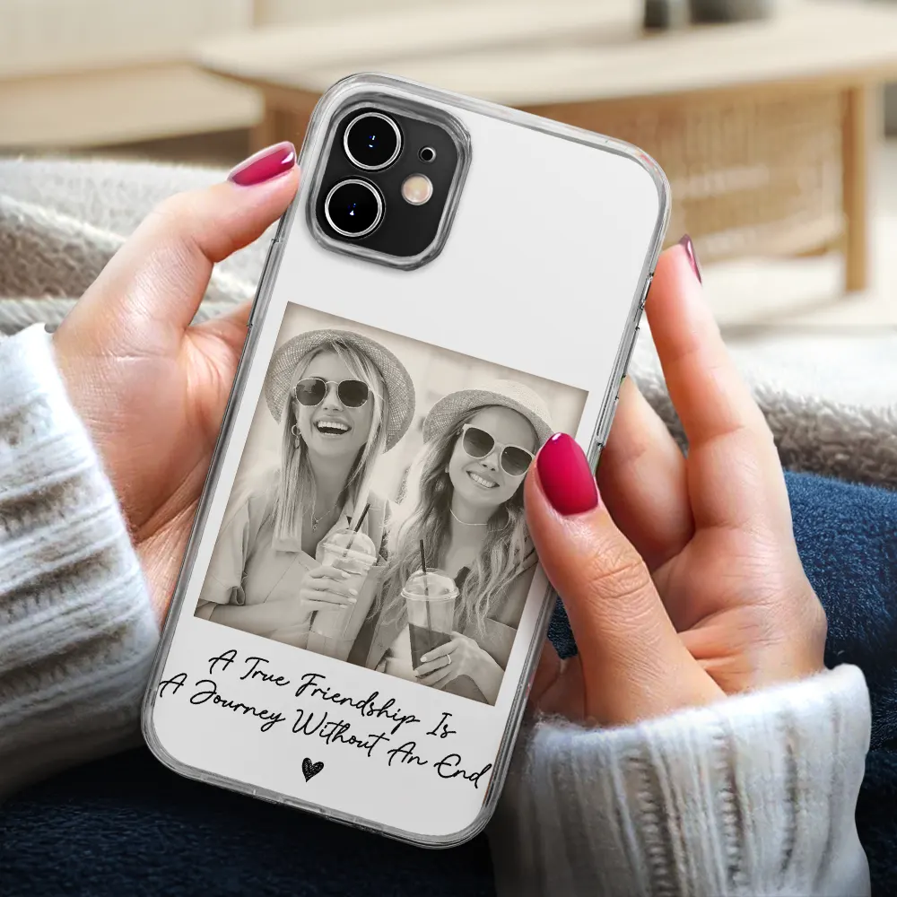 Custom Photo Besties Gray Scale Right In The Throat - Personalized Clear Phone Case - Image 3