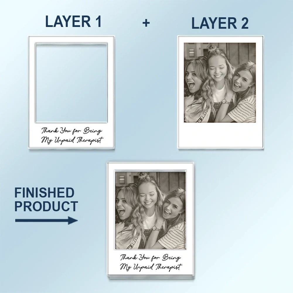 Custom Photo Besties Gray Scale Right In The Throat - Personalized Custom Shaped Acrylic Car Visor Clip - Image 5