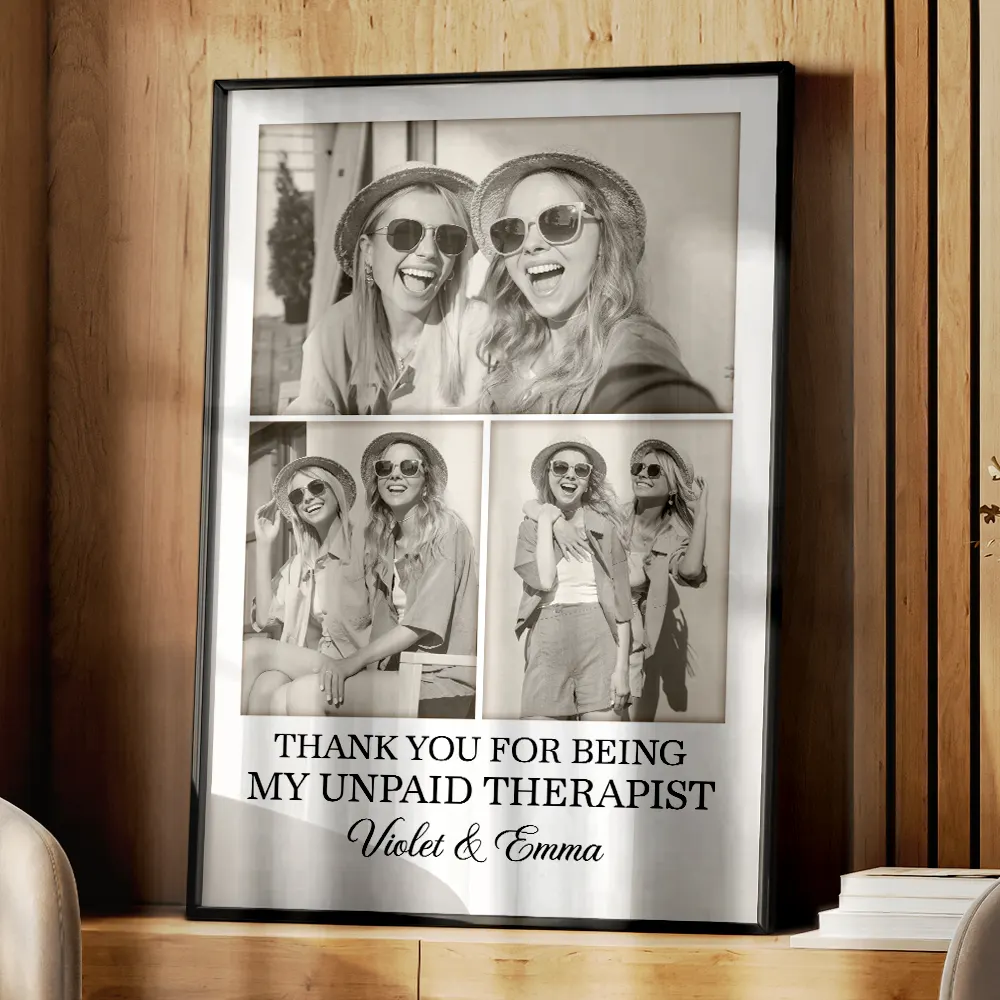 Custom Photo Besties Gray Scale Right In The Throat - Personalized Poster - Image 4