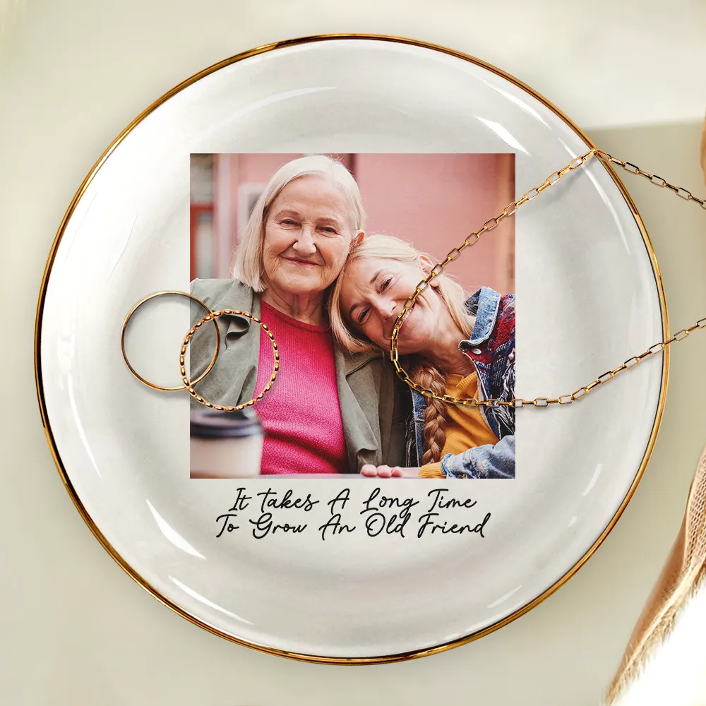 Custom Photo Besties Gray Scale Right In The Throat - Personalized Ring Dish - Image 4