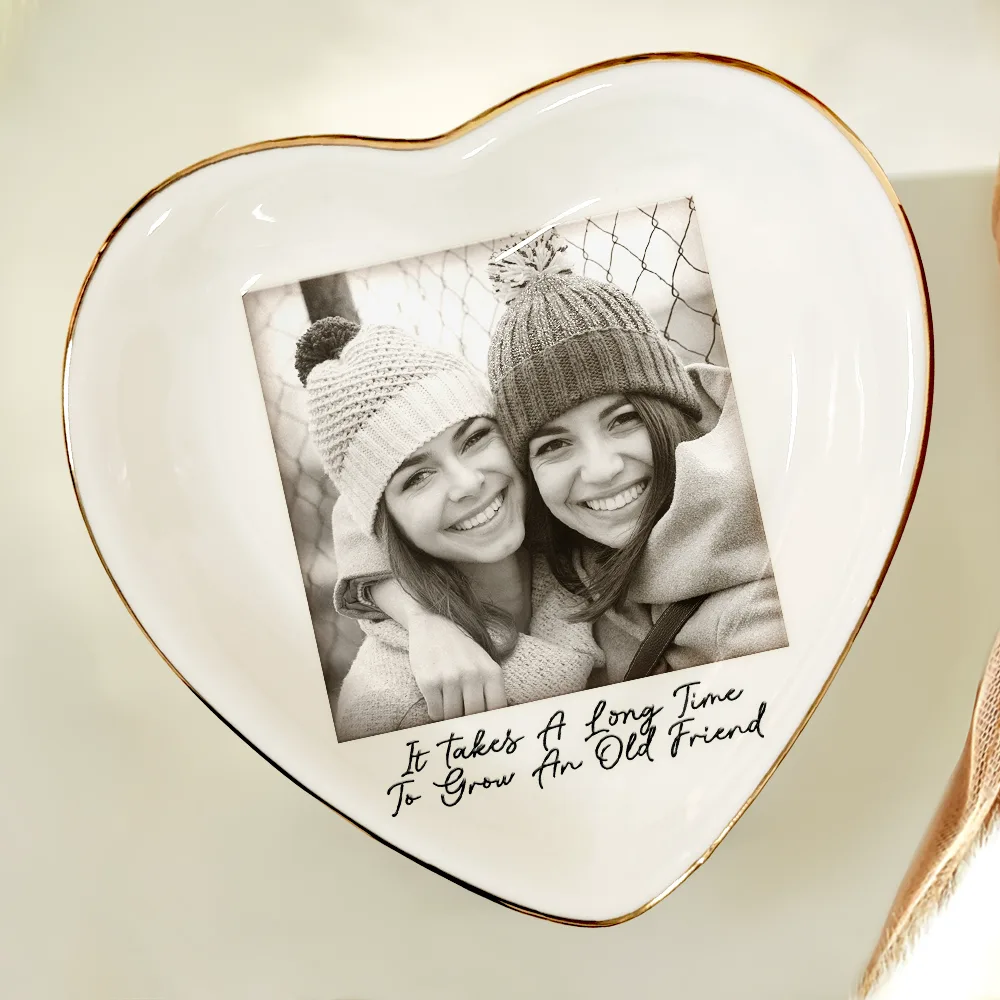 Custom Photo Besties Gray Scale Right In The Throat - Personalized Ring Dish - Image 5