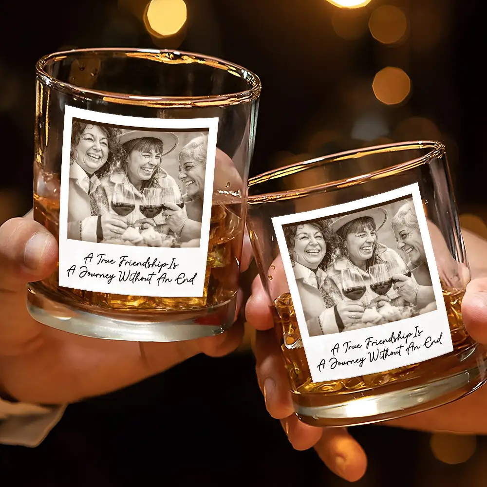 Custom Photo Besties Gray Scale Right In The Throat - Personalized Whiskey Glass - Image 3