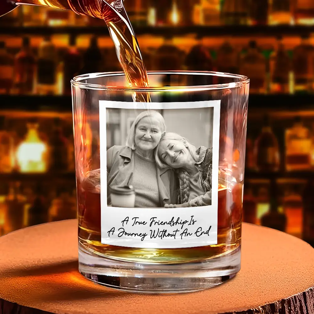 Custom Photo Besties Gray Scale Right In The Throat - Personalized Whiskey Glass - Image 4