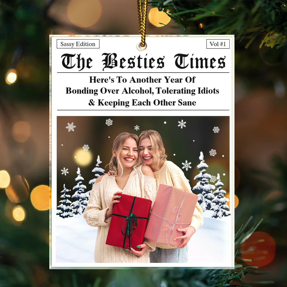 Custom Photo Besties Here's To Another Year Of Us - Personalized Custom Shaped Acrylic Ornament - Image 4