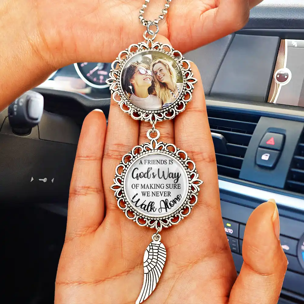Custom Photo Besties Making Sure We Never Walk Alone Car Hanger - Personalized Photo Pendant Charm - Image 2