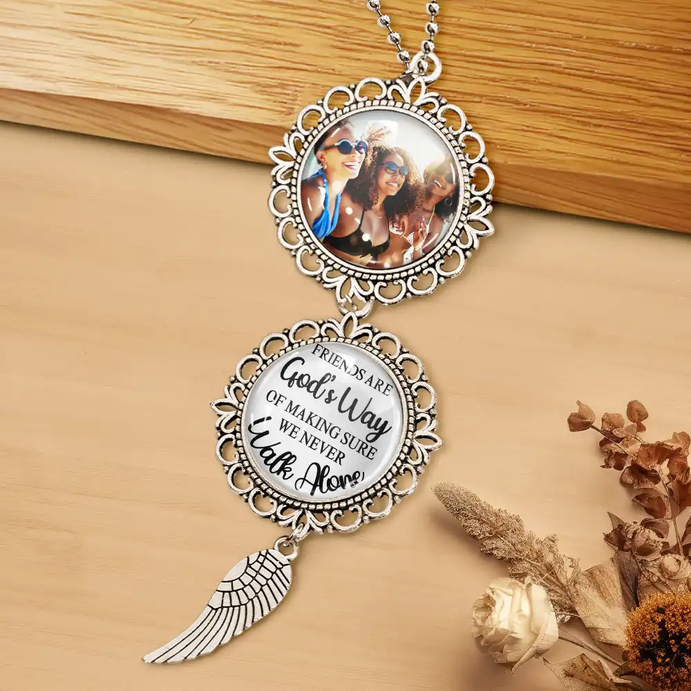 Custom Photo Besties Making Sure We Never Walk Alone Car Hanger - Personalized Photo Pendant Charm - Image 4