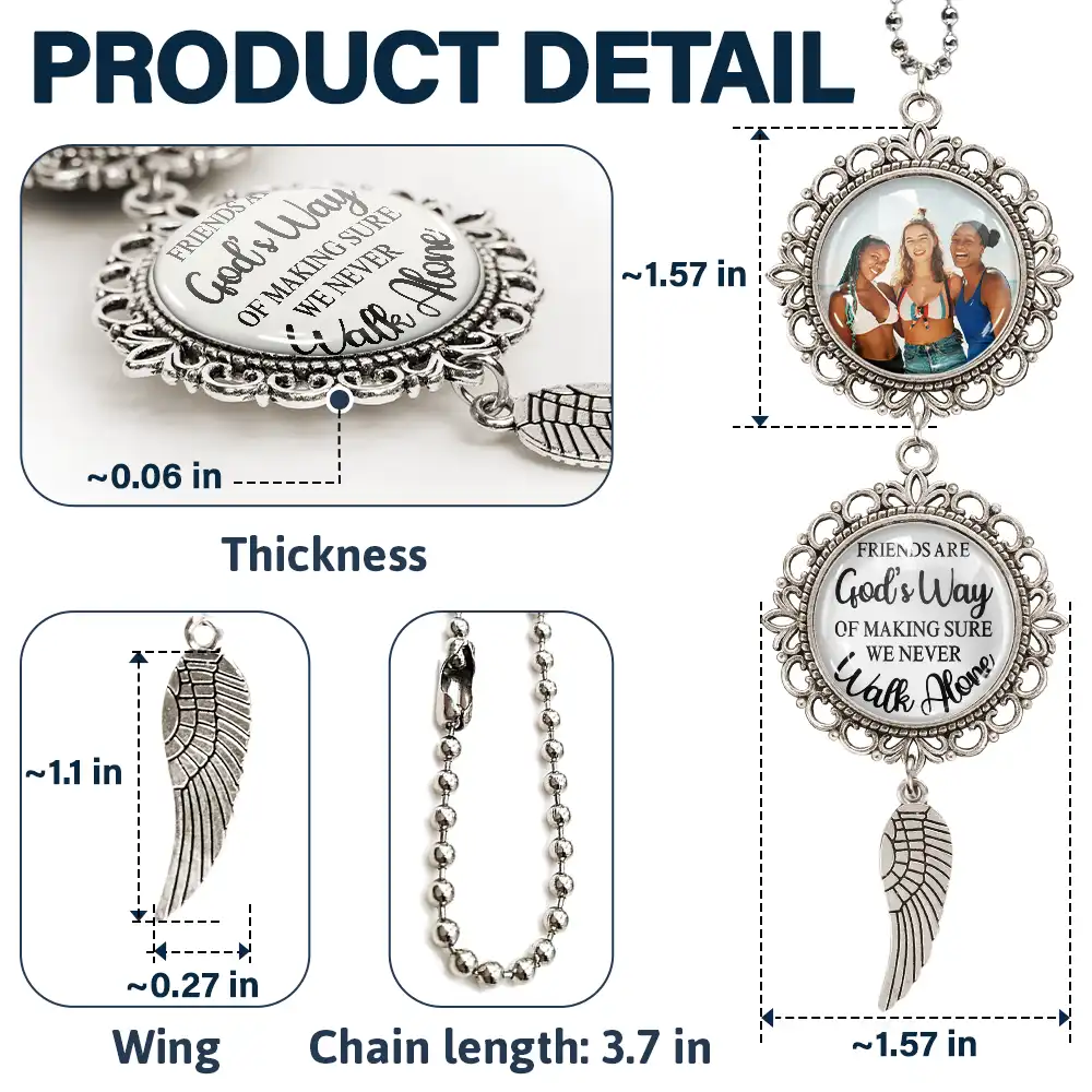 Custom Photo Besties Making Sure We Never Walk Alone Car Hanger - Personalized Photo Pendant Charm - Image 5