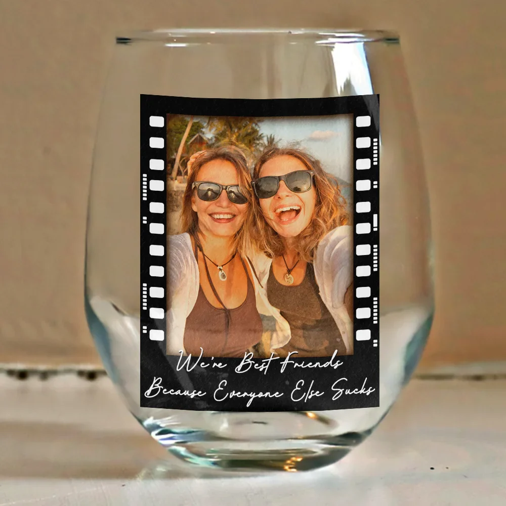 Custom Photo Besties Right In The Throat Film Roll - Personalized Stemless Wine Glass - Image 4