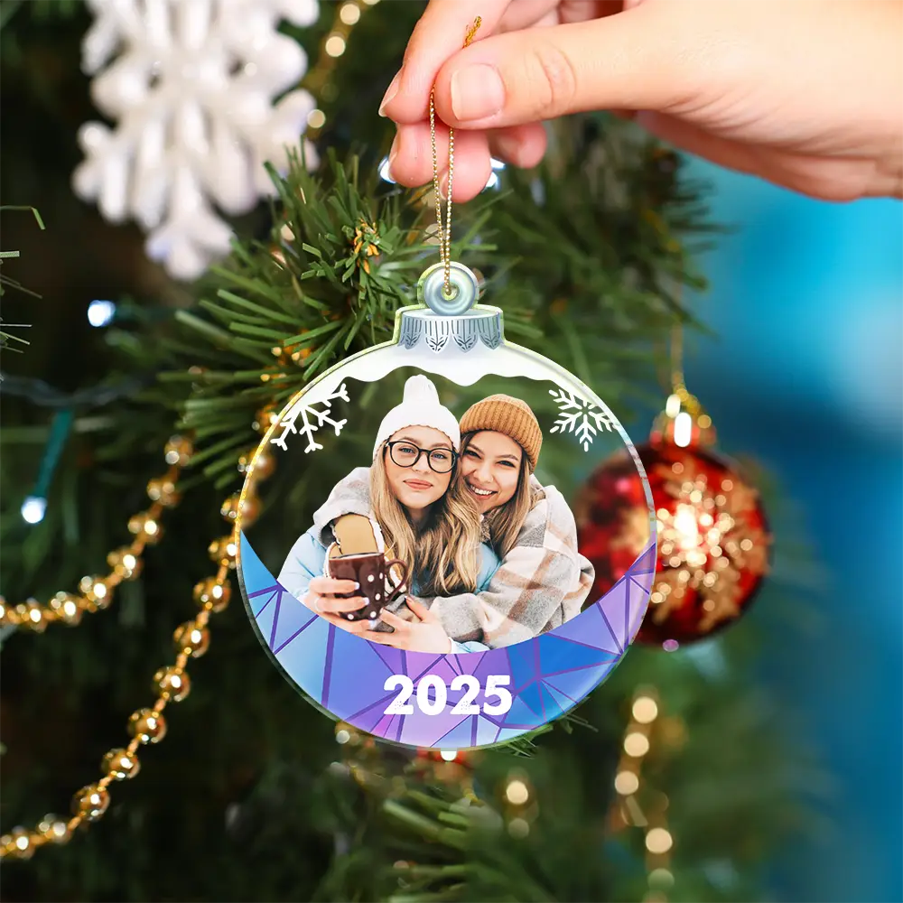 Custom Photo Besties Sisters Family Snowflakes - Personalized Custom Shaped Acrylic Ornament - Image 5