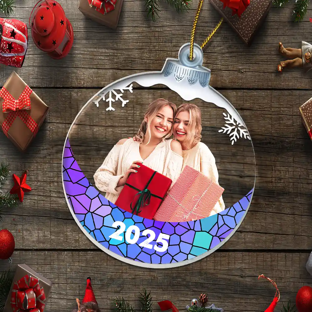 Custom Photo Besties Sisters Family Snowflakes - Personalized Custom Shaped Acrylic Ornament - Image 6