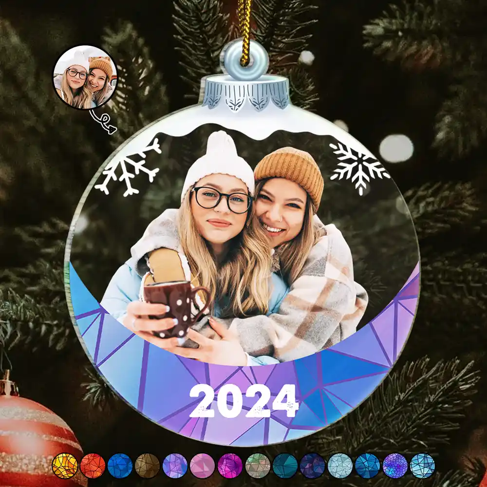 Custom Photo Besties Sisters Family Snowflakes - Personalized Custom Shaped Acrylic Ornament - Image 8