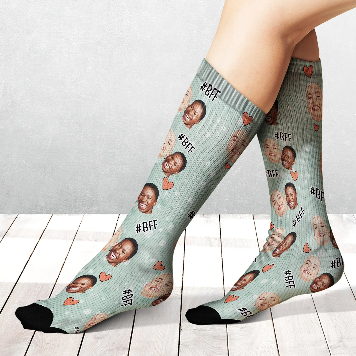 Custom Photo Besties Sisters Hashtag - Gift For Besties, Family - Personalized Socks - Image 3