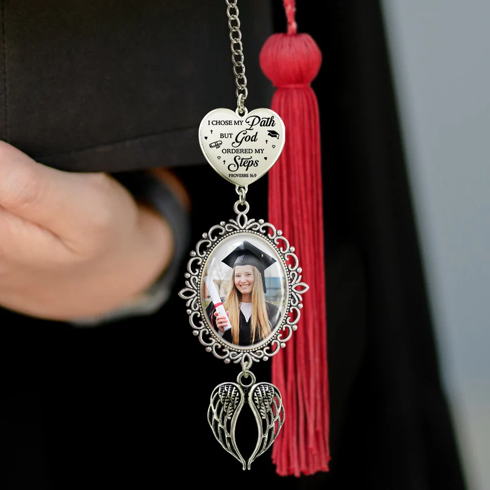 Custom Photo Bible I Chose My Path But God Ordered My Steps - Personalized Graduation Tassel Charm - Image 3