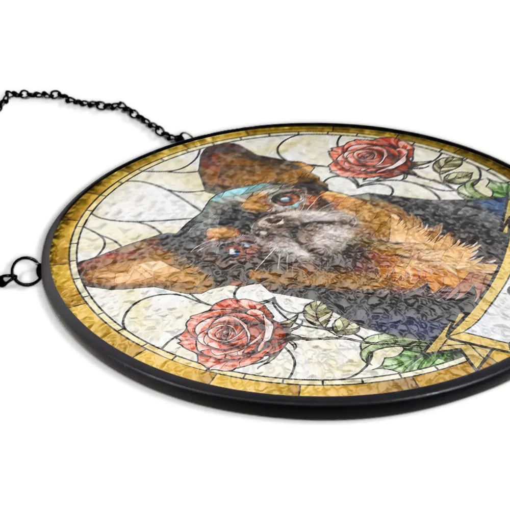 Custom Photo Birth Flower Dog Cat Portrait - Personalized Stained Glass Window Hanging Suncatcher - Image 6