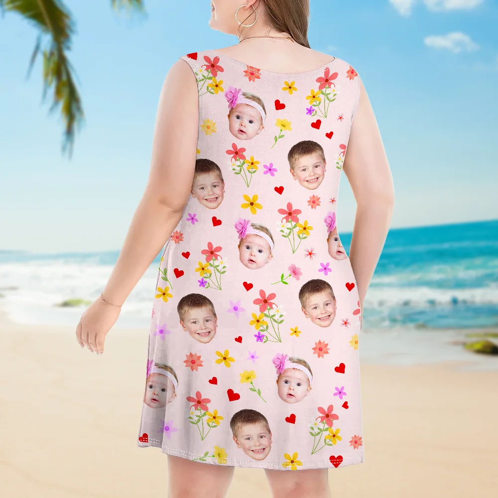 Custom Photo Bless To Be Called Grandma Nana Mom - Personalized Sleeveless Tank Dress - Image 5