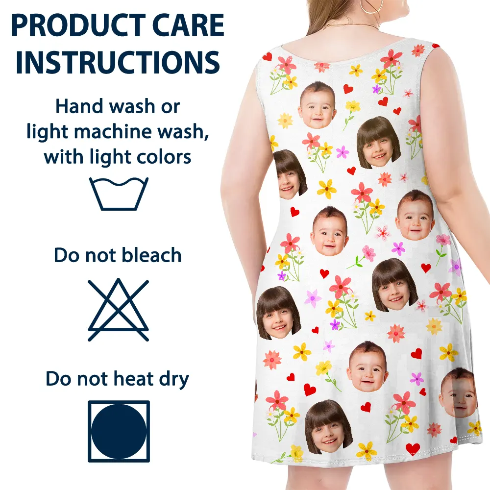Custom Photo Bless To Be Called Grandma Nana Mom - Personalized Sleeveless Tank Dress - Image 7