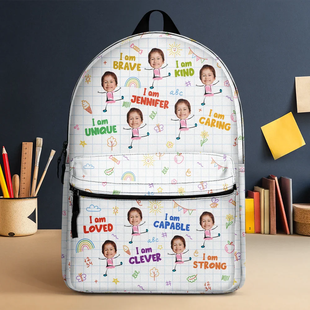 Custom Photo Bloom Notes For Kids - Personalized Canvas Backpack - Image 3