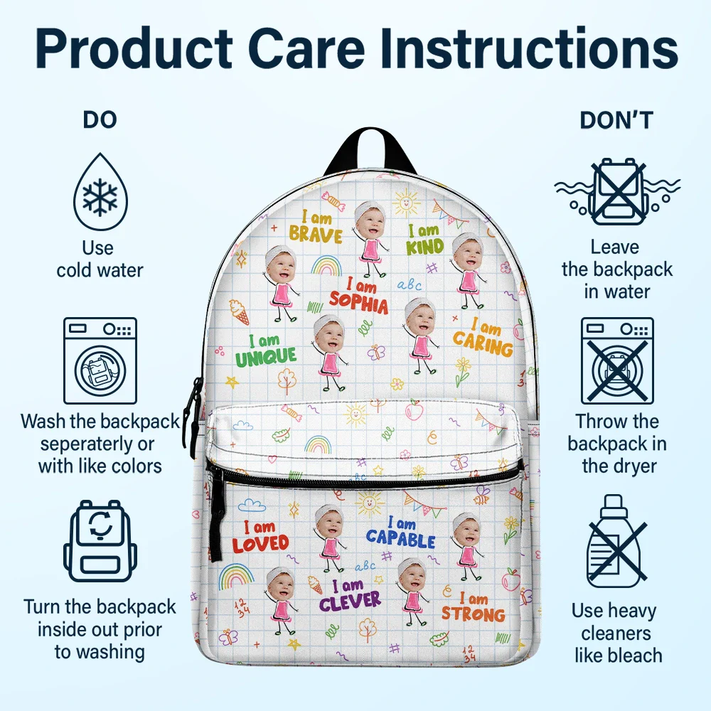 Custom Photo Bloom Notes For Kids - Personalized Canvas Backpack - Image 7