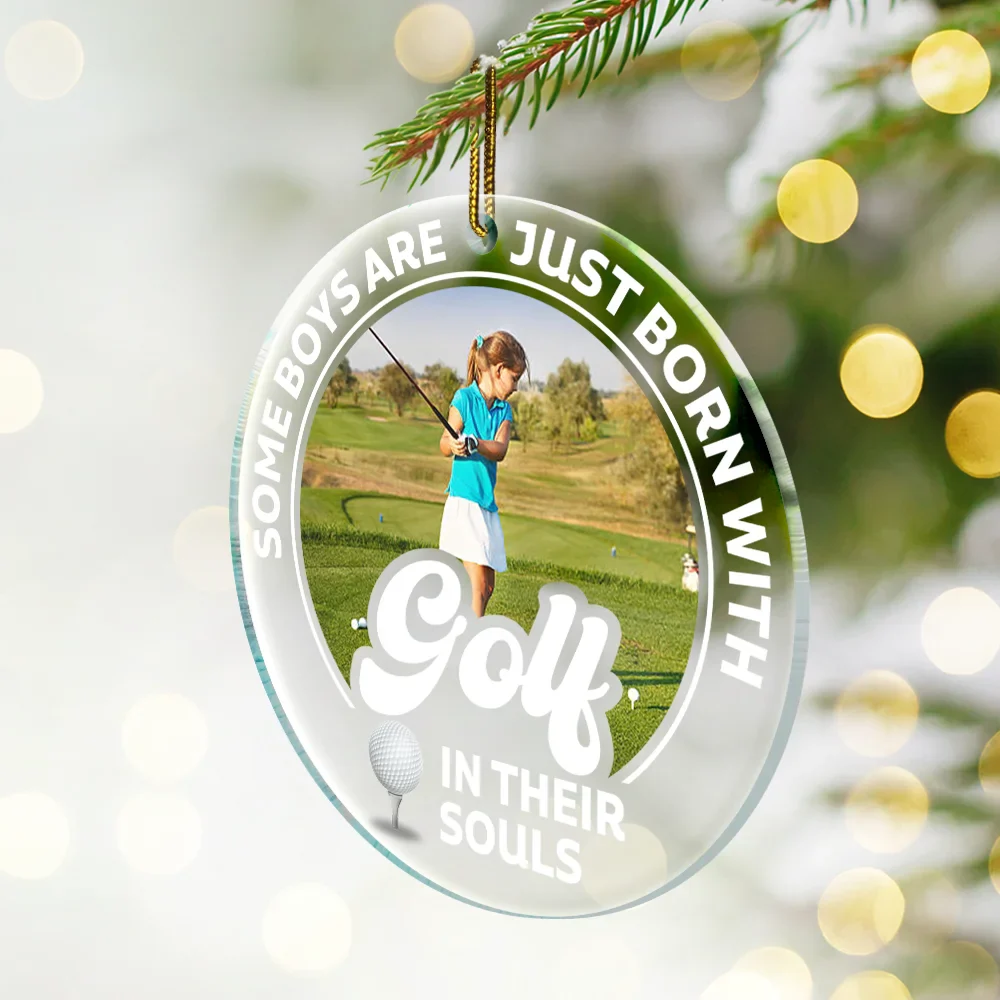 Custom Photo Born With Baseball In Their Souls - Personalized Custom Shaped Acrylic Ornament - Image 3