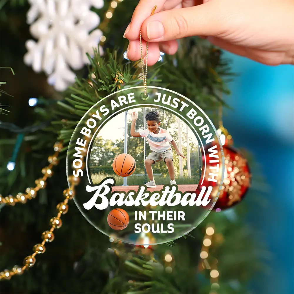 Custom Photo Born With Baseball In Their Souls - Personalized Custom Shaped Acrylic Ornament - Image 5