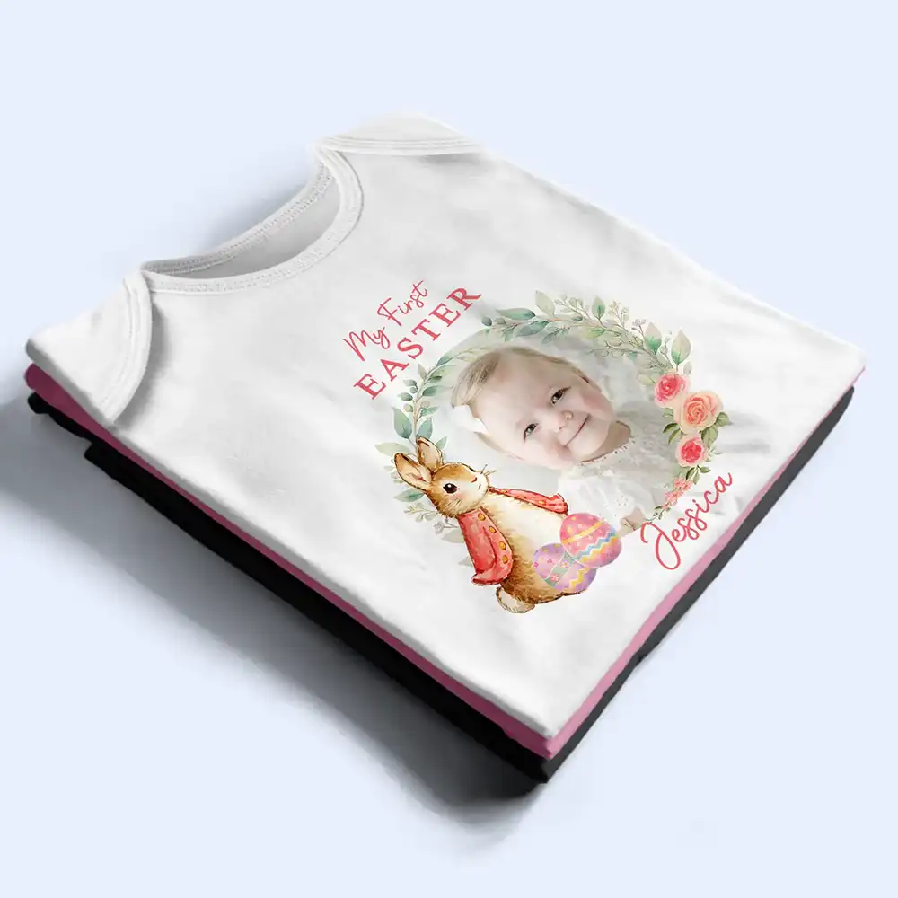 Custom Photo Bunny First Easter - Personalized Baby Onesie - Image 3