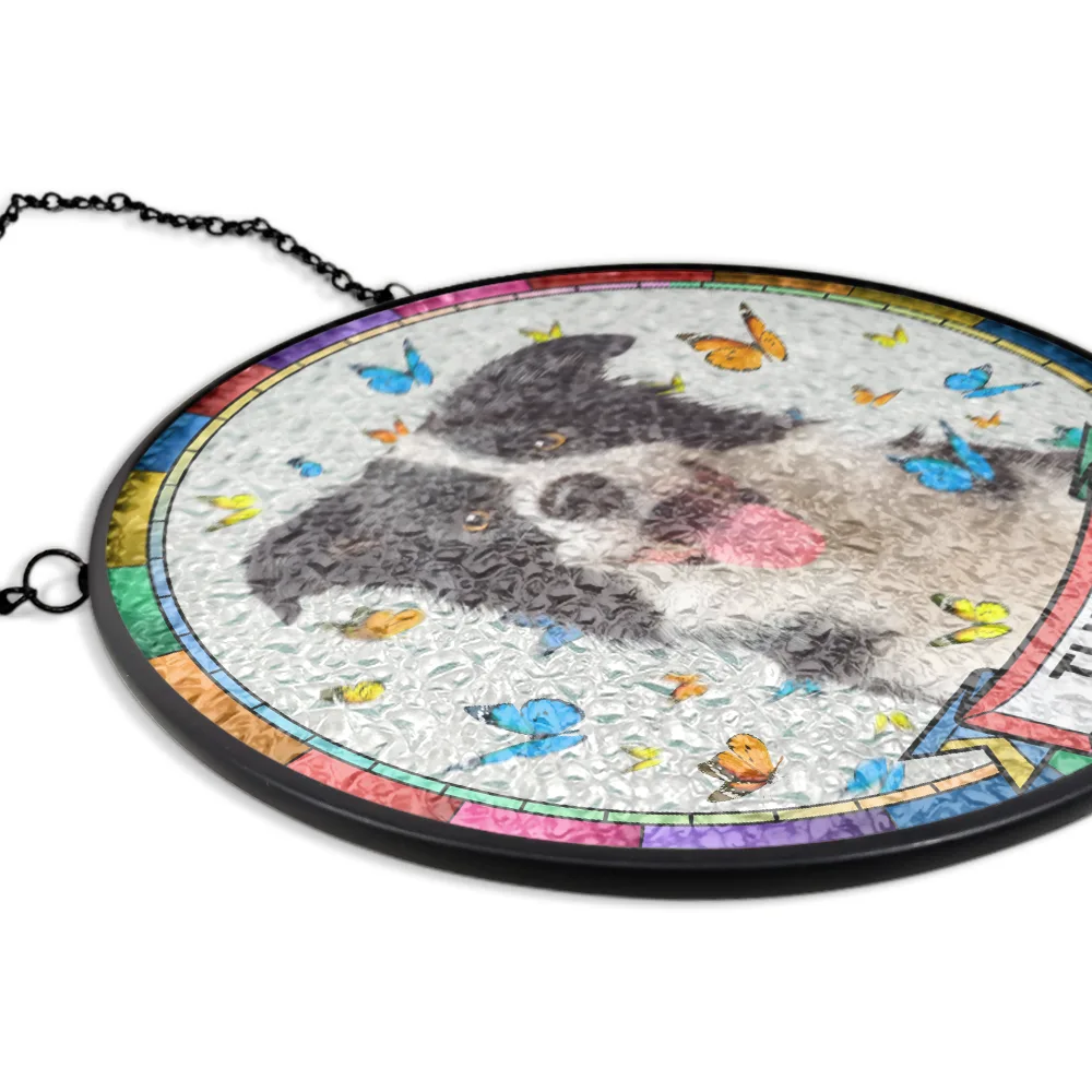 Custom Photo Butterflies Dog Cat - Personalized Stained Glass Window Hanging Suncatcher - Image 6