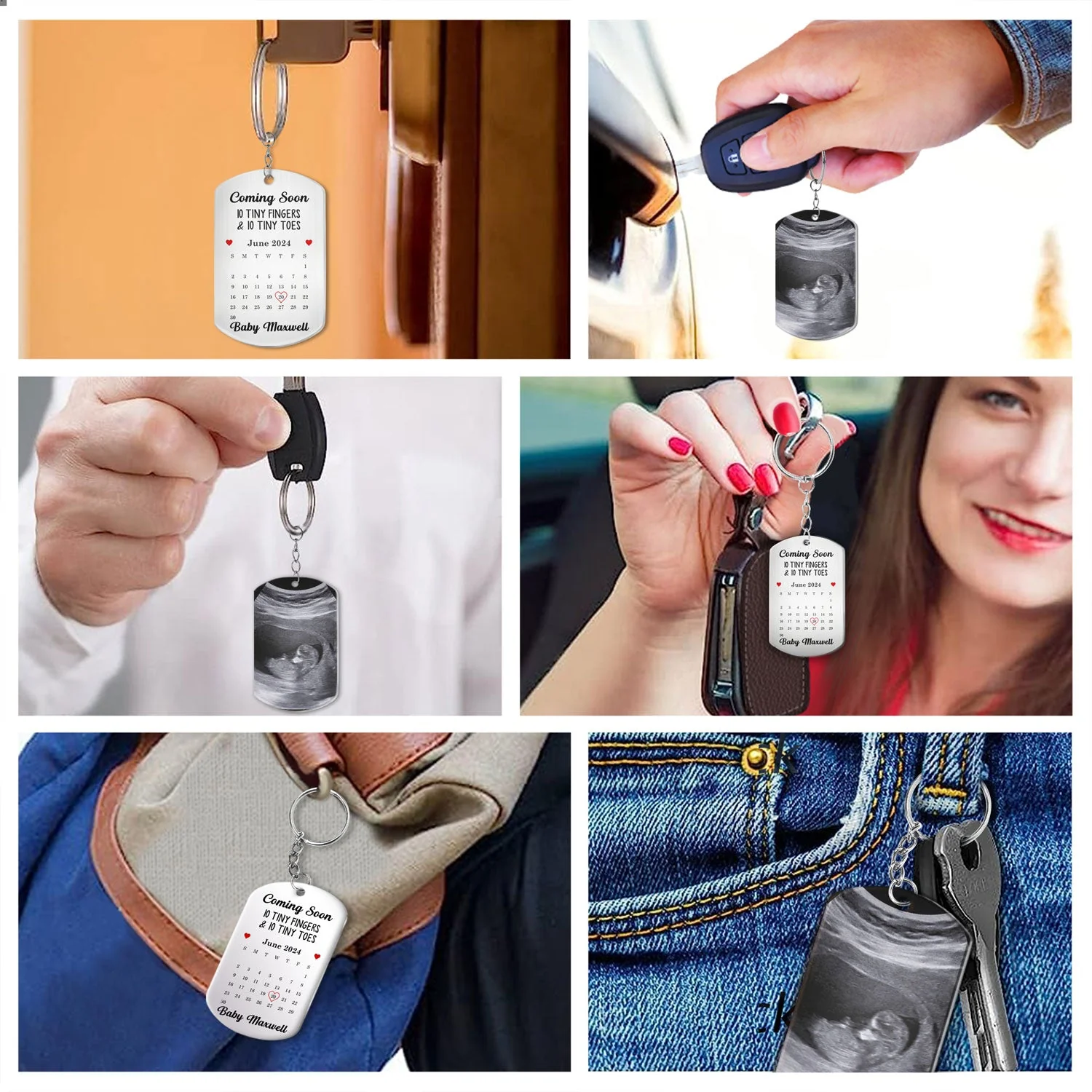 Custom Photo Calendar Baby Announcement - Gift For Pregnant Mother - Personalized Aluminum Keychain - Image 6