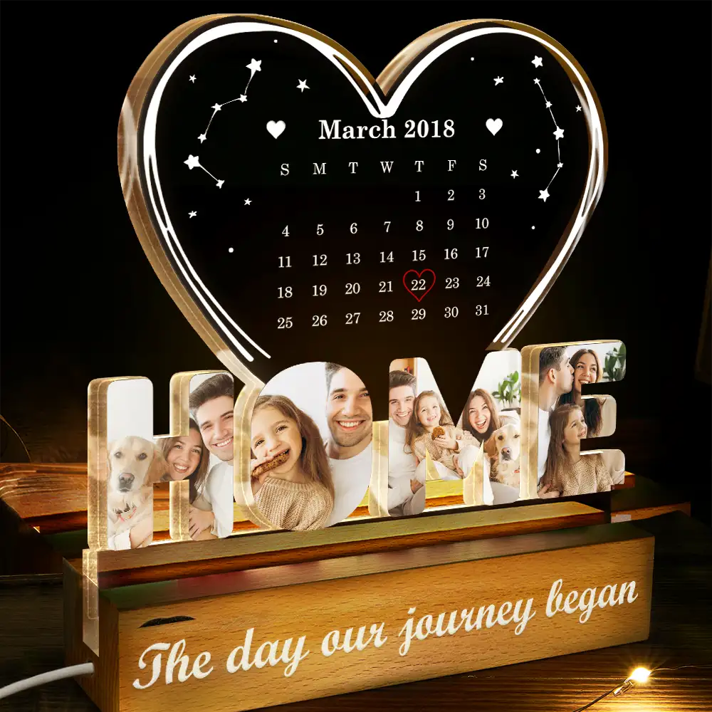 Custom Photo Calendar Couple The Day Our Journey Began - Personalized Custom Shaped LED Light - Image 3