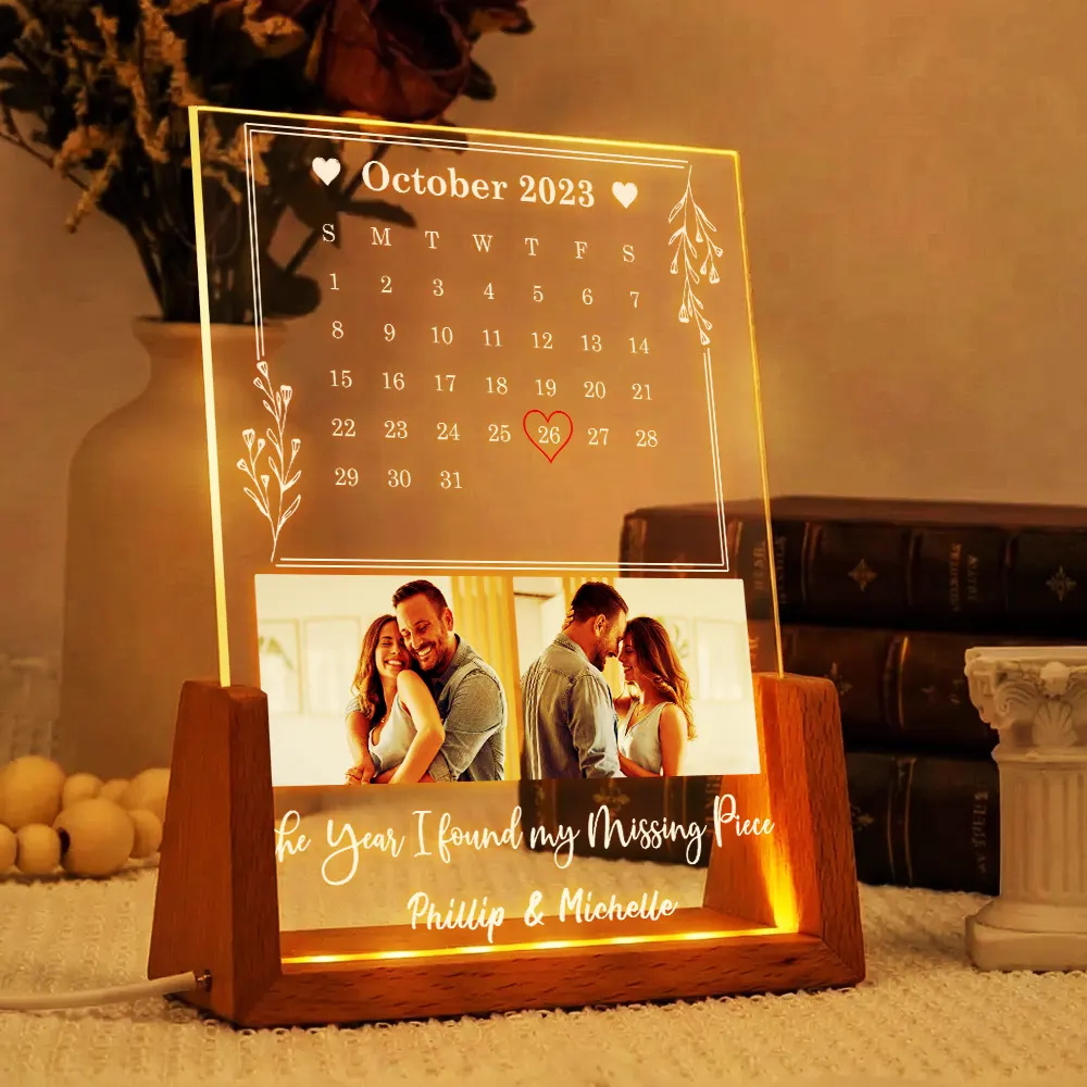 Custom Photo Calendar Couple The Start Of Our Us - Personalized Night Light - Image 4