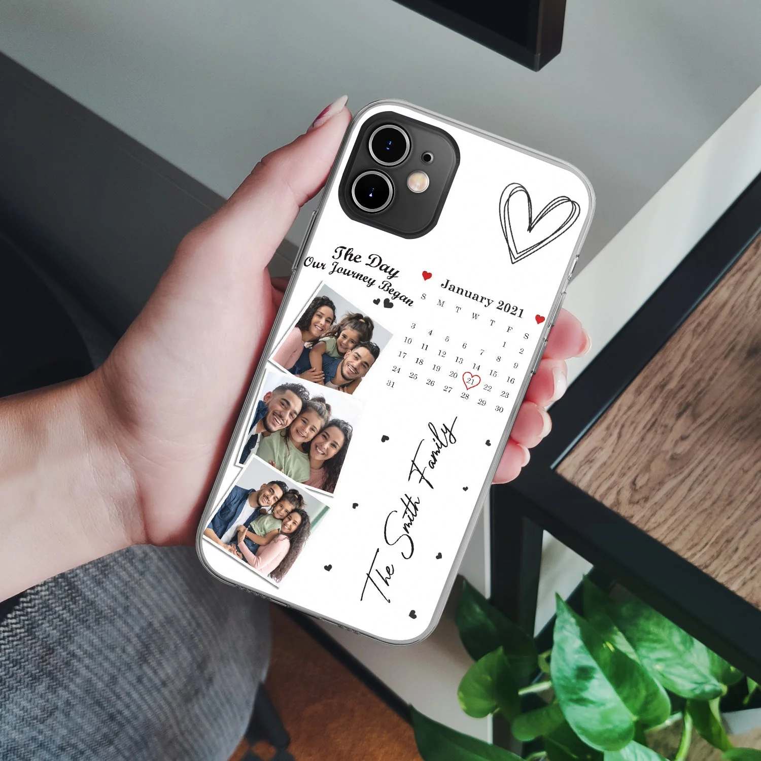 Custom Photo Calendar Family Name The Day Our Journey Began - Gift For Family - Personalized Clear Phone Case - Image 4