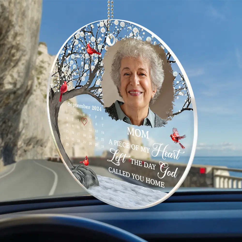 Custom Photo Calendar Memorial The Moment Your Heart Stopped - Personalized Acrylic Car Hanger - Image 2