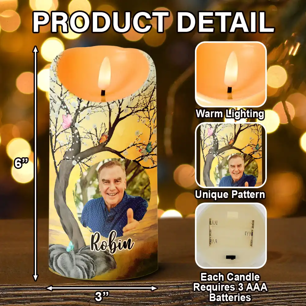 Custom Photo Calendar Memorial The Moment Your Heart Stopped - Personalized Flameless LED Candle - Image 5