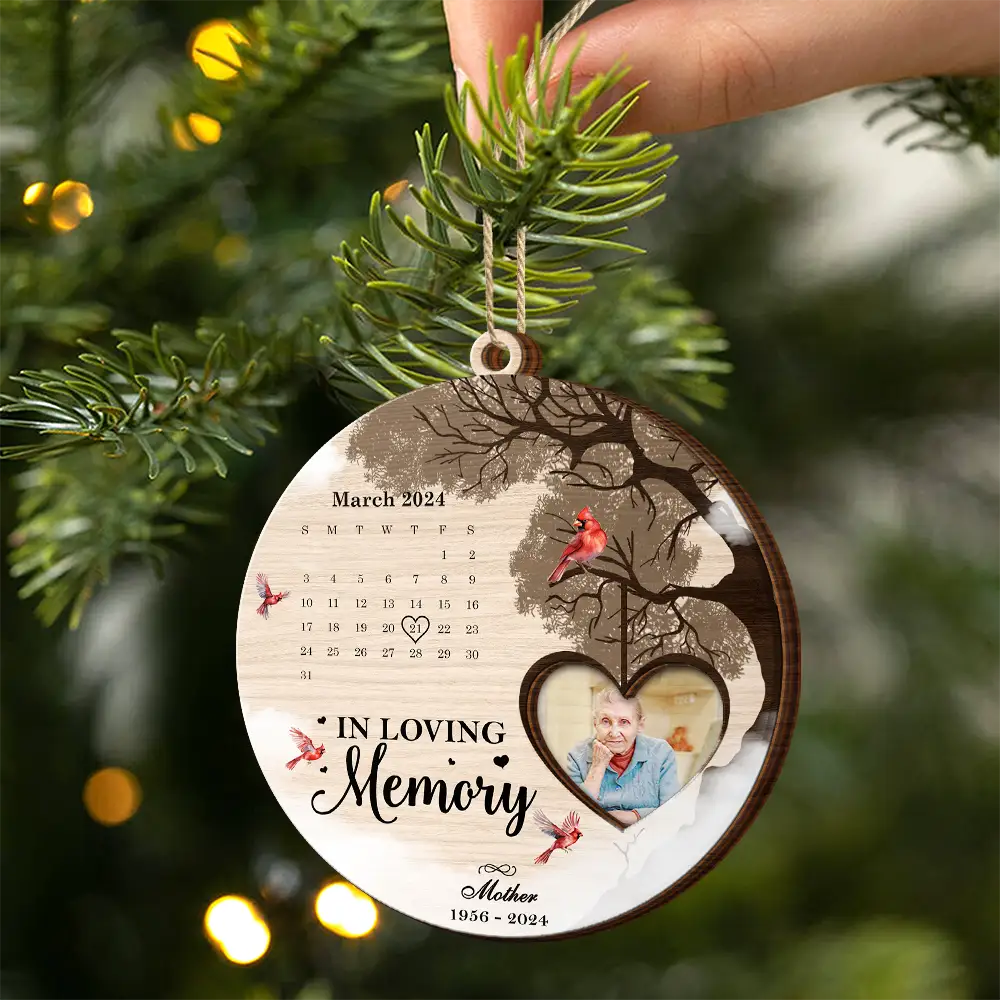 Custom Photo Calendar The Day God Called You Home Memorial - Personalized 2-Layered Wooden Ornament - Image 2