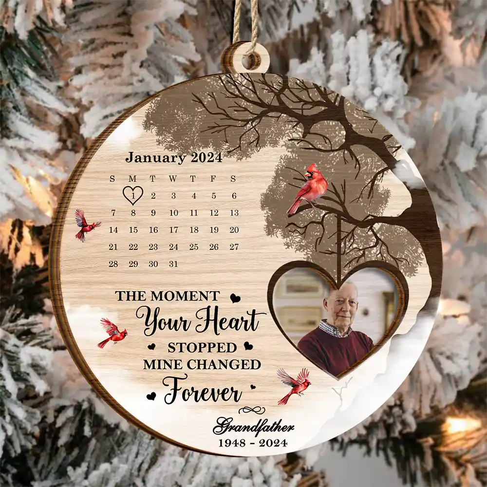 Custom Photo Calendar The Day God Called You Home Memorial - Personalized 2-Layered Wooden Ornament - Image 3