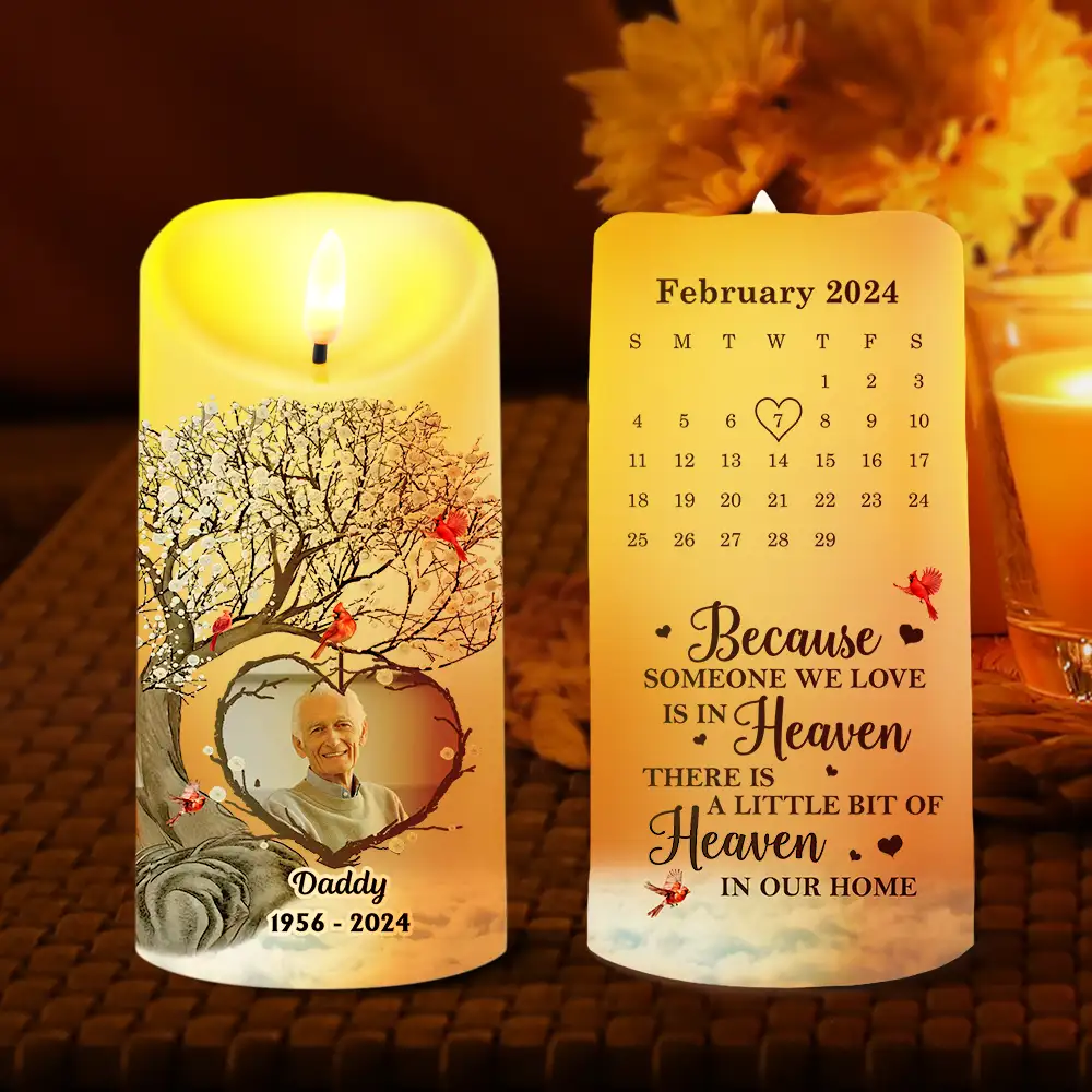 Custom Photo Calendar The Day God Called You Home Memorial - Personalized Flameless LED Candle - Image 2