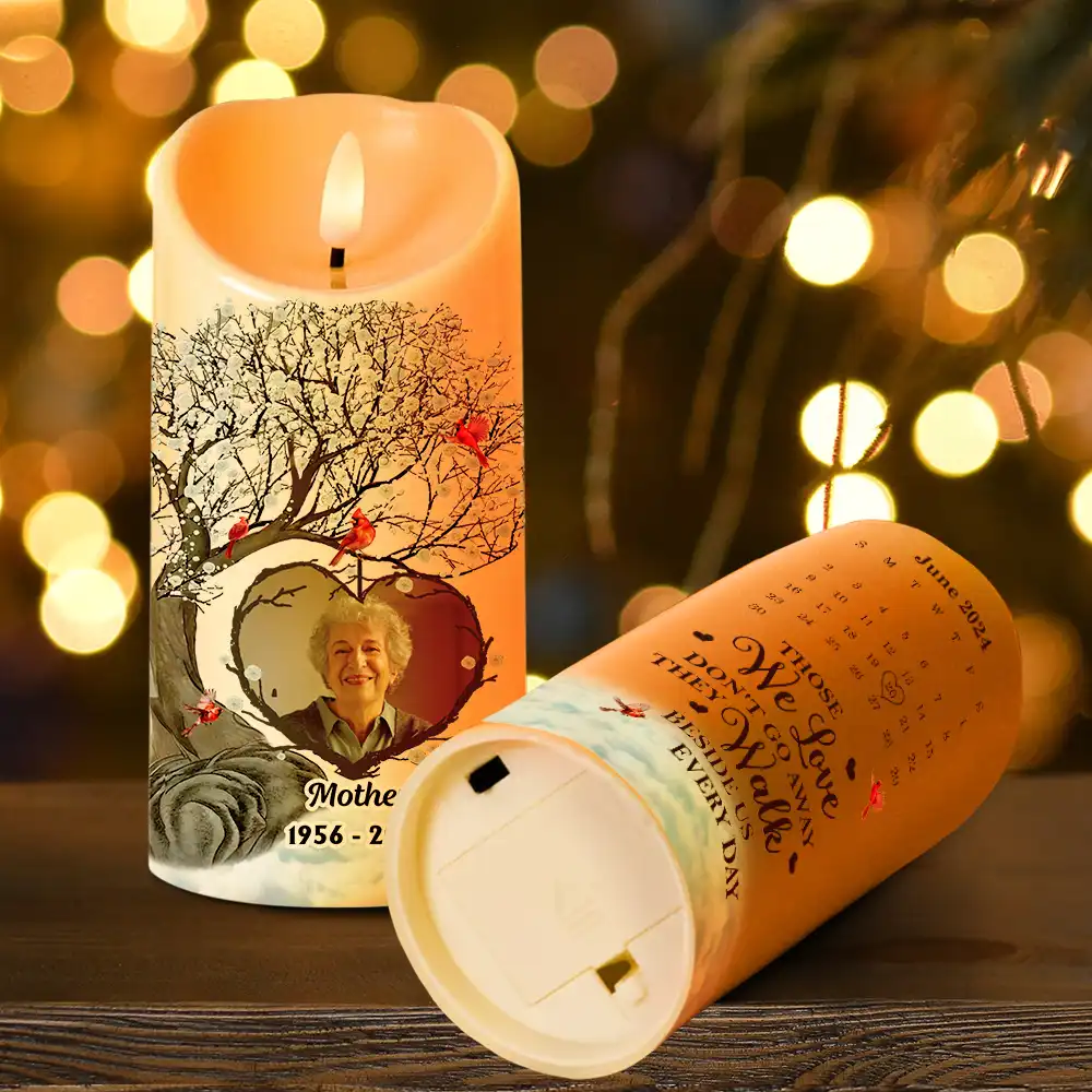 Custom Photo Calendar The Day God Called You Home Memorial - Personalized Flameless LED Candle - Image 4