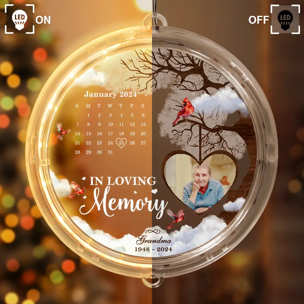 Custom Photo Calendar The Day God Called You Home Memorial - Personalized LED Pendant Light - Image 2