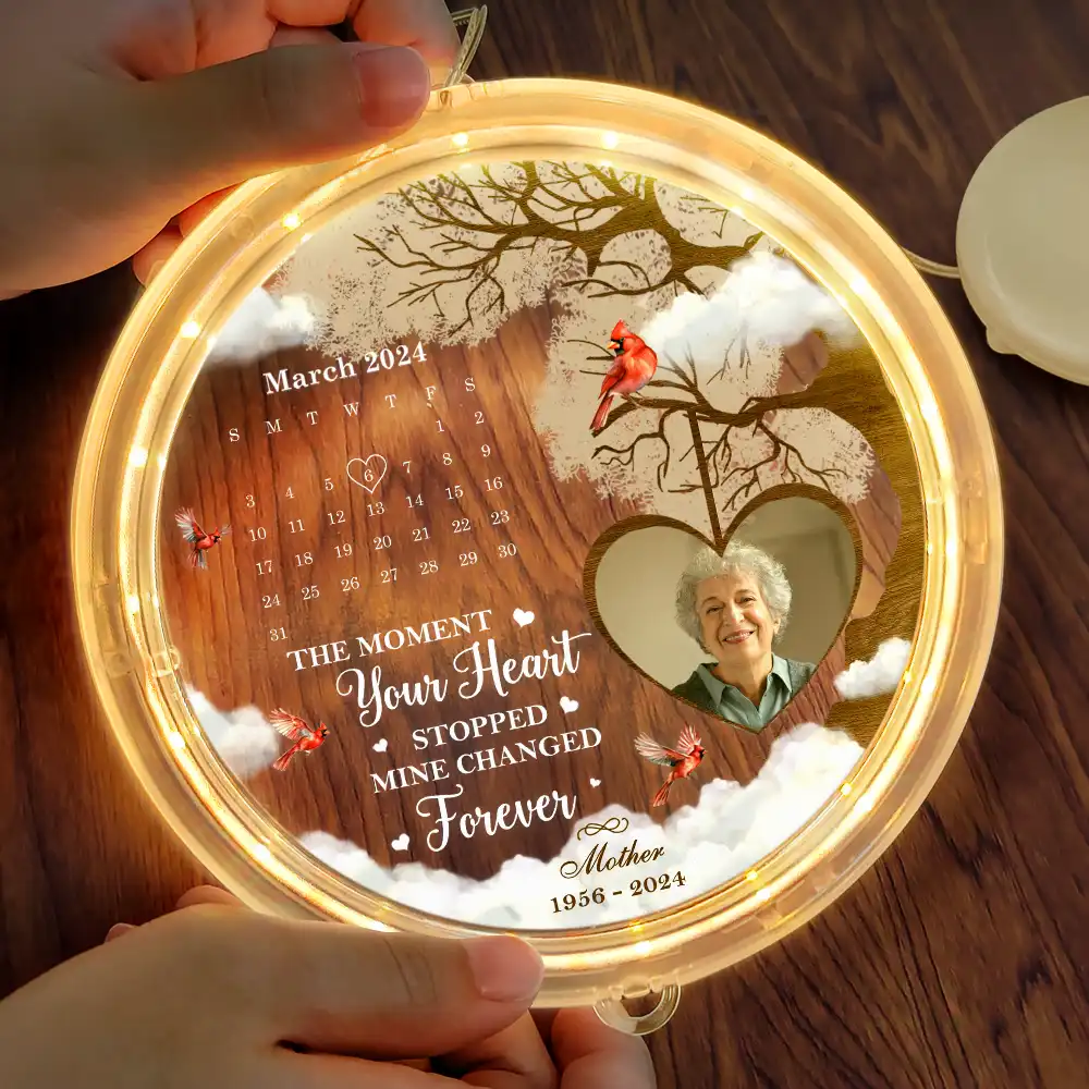 Custom Photo Calendar The Day God Called You Home Memorial - Personalized LED Pendant Light - Image 3