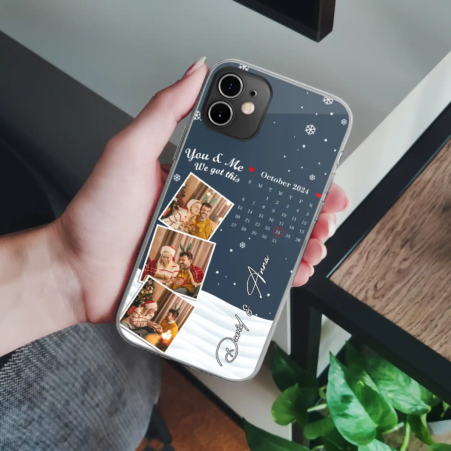 Custom Photo Calendar The Day Our Journey Began Christmas Version - Personalized Clear Phone Case - Image 4