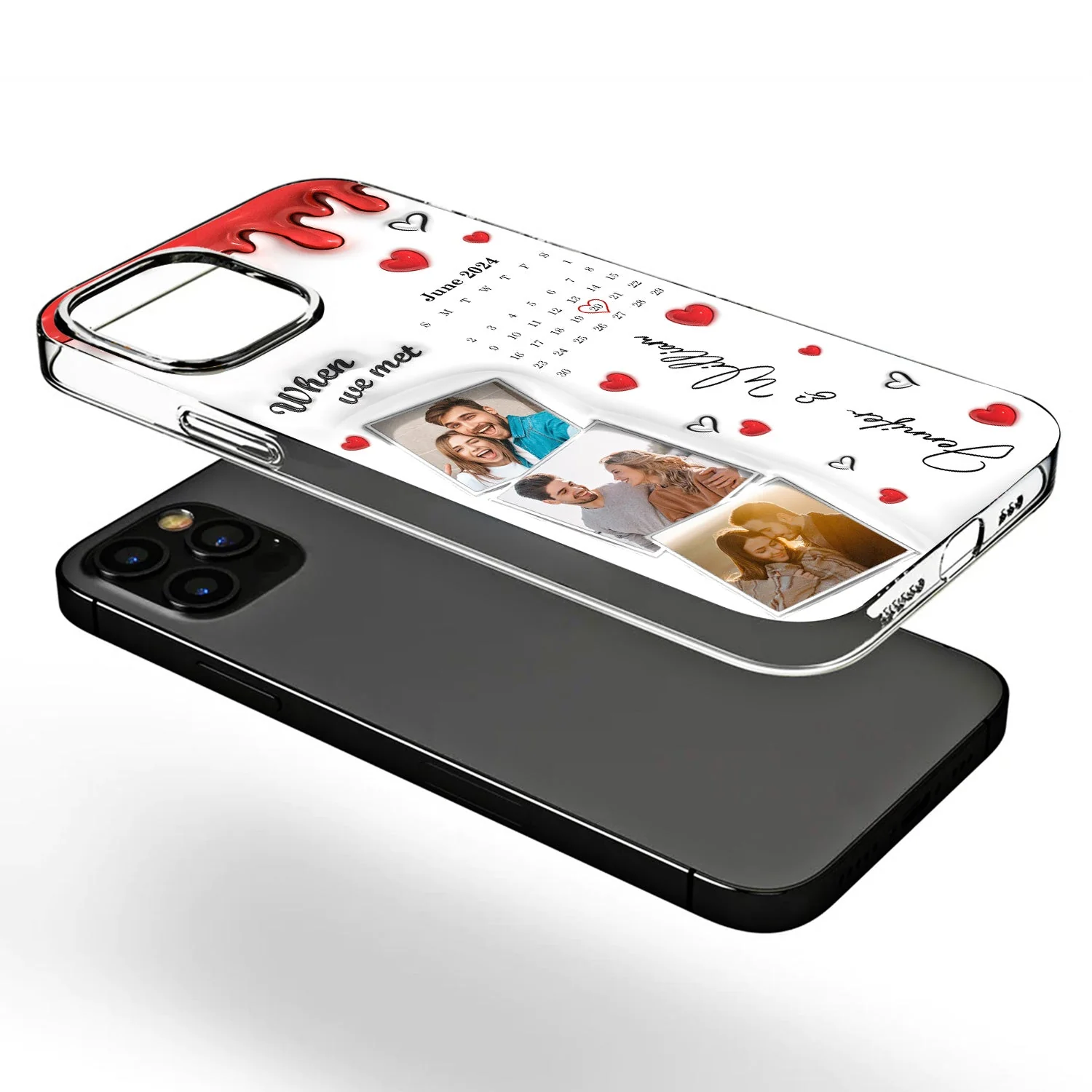 Custom Photo Calendar The Day Our Journey Began - Gift For Couples - 3D Inflated Effect Printed, Personalized Clear Phone Case - Image 3