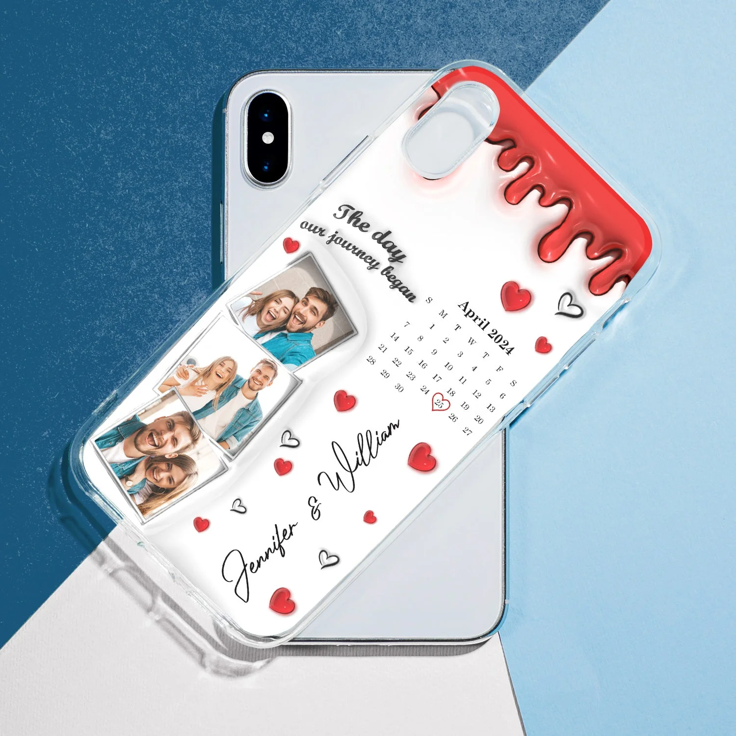 Custom Photo Calendar The Day Our Journey Began - Gift For Couples - 3D Inflated Effect Printed, Personalized Clear Phone Case - Image 5