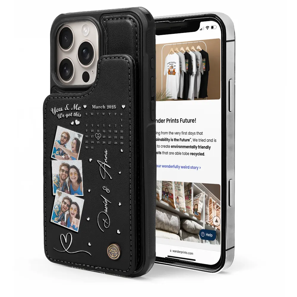 Custom Photo Calendar The Day Our Journey Began - Personalized Leather Flip Wallet Phone Case - Image 5