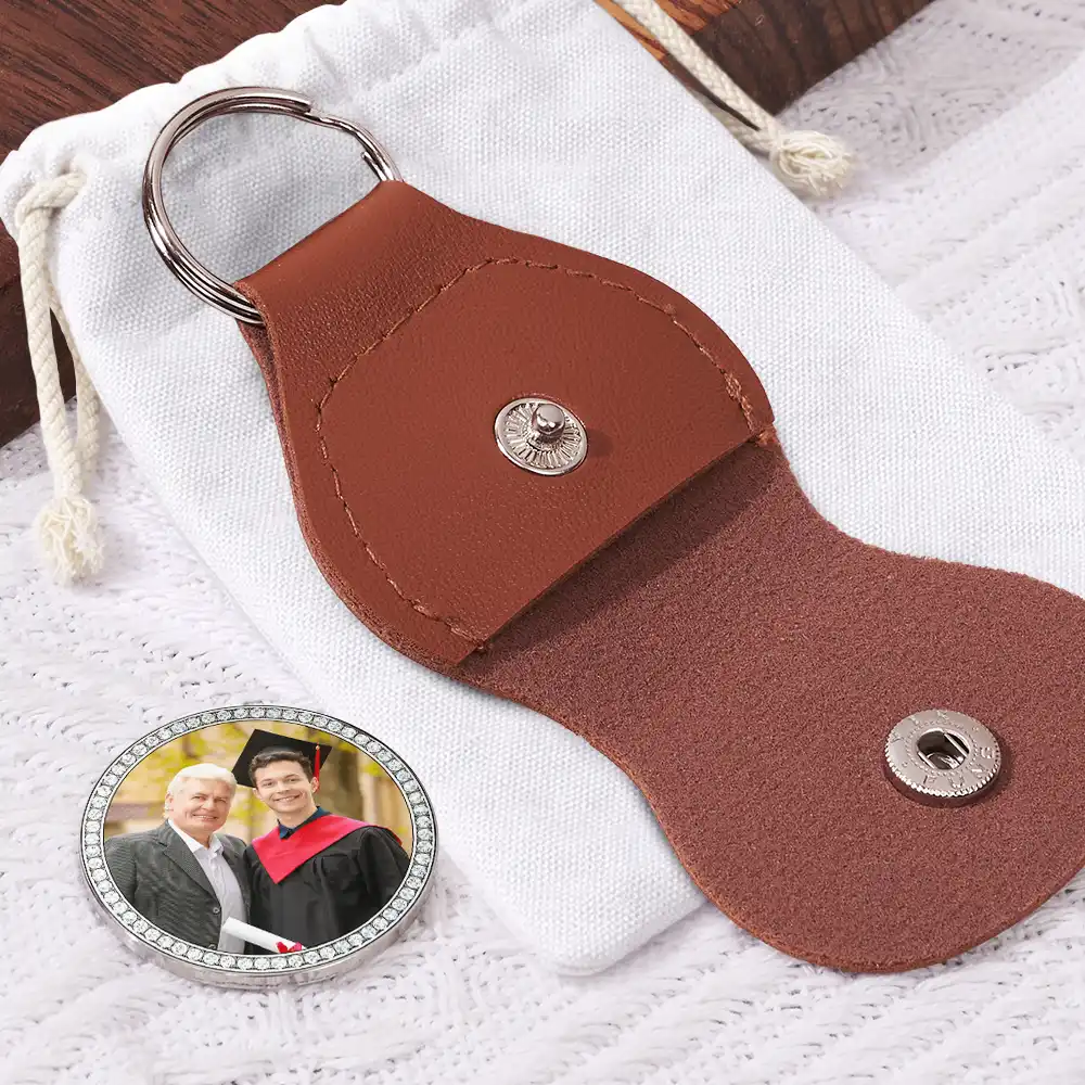 Custom Photo Calendar The Day the Journey Began Faux Rhinestone Border - Personalized Leather Pocket Hug - Image 2